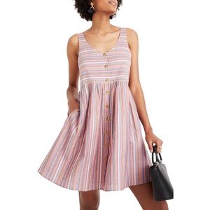Madewell Scoopneck Tank Dress in Rainbow Stripe